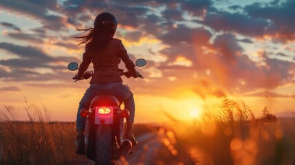 Woman Ride at Sunset