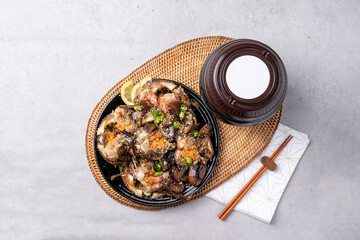 boneless, crab marinated, bibimbap, set menu, Korean food, cockles, soy sauce, marinated, shrimp sauce, abalone, seafood, side dishes