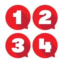 Fototapeta premium One Two Three Four red number set