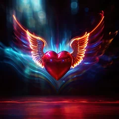 Fotobehang Flying hearts with wings,swift fast love and romance © Kheng Guan Toh