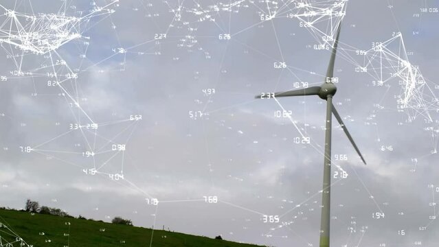 Animation of network of connections over wind turbine