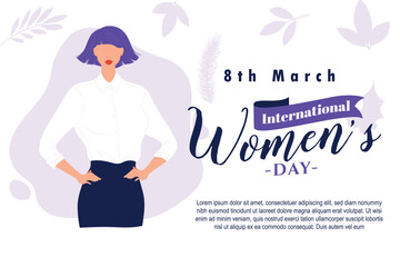 8th march, international women's day horizontal poster, International women's day 8 March vector greeting card poster banner background design