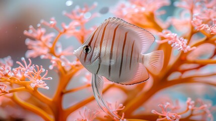 Angelfish elegantly swimming amid colorful corals in a mesmerizing saltwater aquarium scene