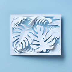 Papercut of leaves with frame.
