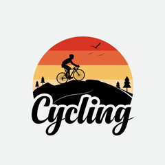 Simple Mountain cycling adventure vector t shirt design