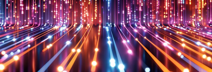 Streaks of glow light abstract background. Futuristic digital network technology illuminating cyber space, communication channels, and modern business innovations
