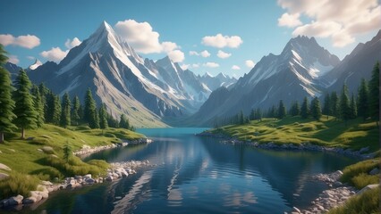 Fototapeta na wymiar Beautiful Landscape Game Art
