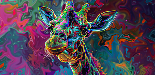 Electro-Spectrum Giraffe: A Colorful Digital Portrait