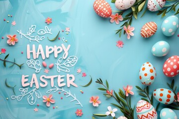 Colorful Easter Egg Basket Charming. Happy easter easter tablecloth bunny. 3d Easter egg crafts hare rabbit illustration. Cute Easter Bunny Happiness festive card easter azalea copy space wallpaper