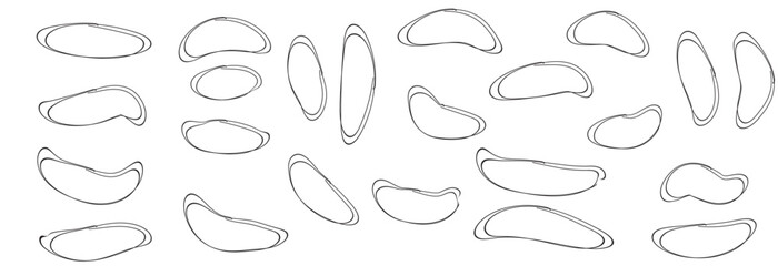 Hand drawn doodle grunge circle highlights. Charcoal pen round ovals. Marker scratch scribble in rounder. Round scrawl frames.  freehand painted circular note, Vector file illustration.