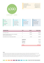 Simple minimalistic color invoice layout design template