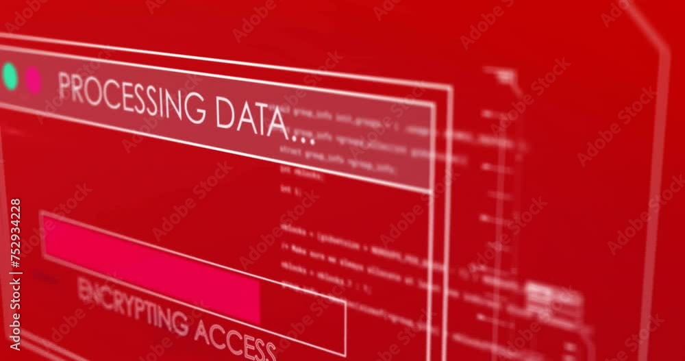 Aufkleber animation of digital data processing over computer screen