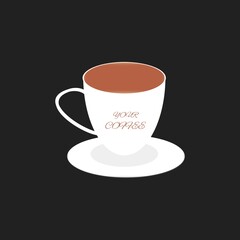 A cup of coffee, icon symbol isolated on white background with text of your coffee 