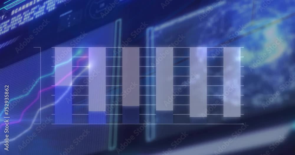 Poster animation of digital data processing over screens
