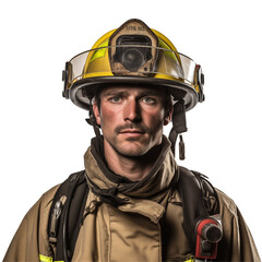 a portait of firefighter, isolated on white