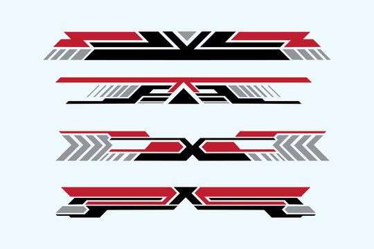 Sport racing stripes car stickers. modification body speed and drift vinyl decal for car bike and truck. Vector race car stickers isolated set