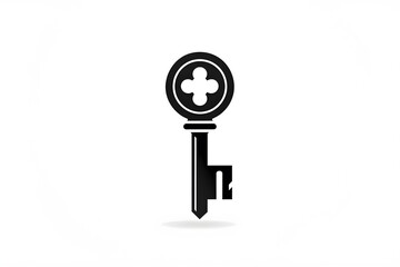 icon of key lock, solid black color on white background. vector graphic