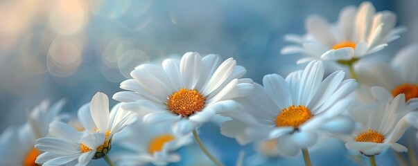 Capturing the beauty of daisies up close: A macro shot highlighting delicate petals with a blurred background. Concept Macro Photography, Close-up Shots, Daisy Petals, Blurred Backgrounds