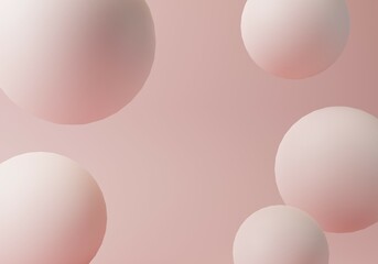 Monochrome Pastel Pink Background with Floating Spheres metaball shapes. Minimal 3d illustration. Abstract 3d background. Banner or sign design with copy space.