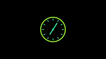 Watch on black background, 12 hour clock animation, 4k video. abstract analog clock animation. wall Clock animation. wall clock footage,4k clock animation,counting down clock video.