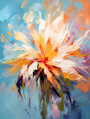 Fototapeta na wymiar Incredible magical flower. Oil painting in impressionism style.