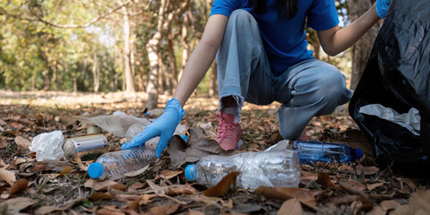 Separating waste to freshen the problem of environmental pollution and global warming, plastic...