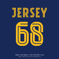 Jersey number, baseball team name, printable text effect, editable vector 68 jersey number