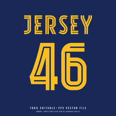 Jersey number, baseball team name, printable text effect, editable vector 46 jersey number