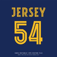 Jersey number, baseball team name, printable text effect, editable vector 54 jersey number