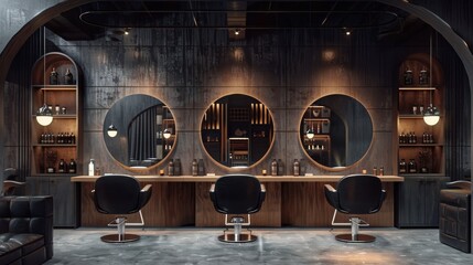 Empty Hair salon studio modern interior design. Generative AI