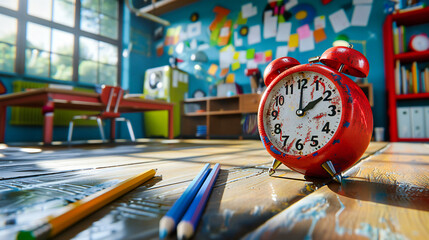 The Ticking of Knowledge, Classroom with Clock, Marking Time in the Pursuit of Education