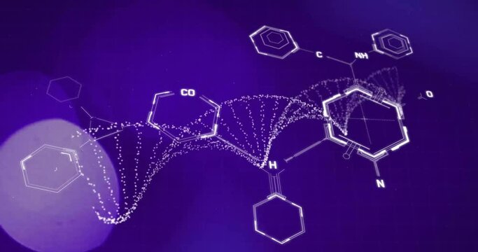 Animation of scientific data processing over dna strand