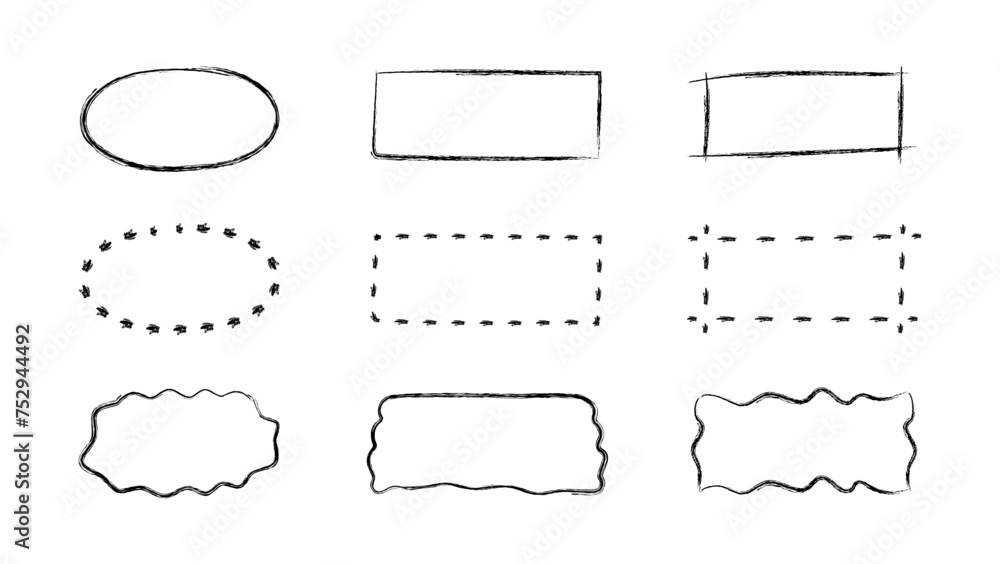 Poster hand-drawn doodle frames. set of the vector text boxes isolated on a transparent background. quote f