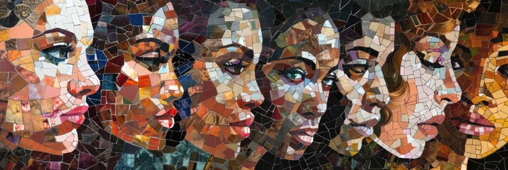 Fototapeta premium A mosaic collage of diverse women faces