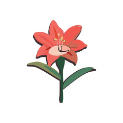 Amaryllis Flower Vector Icon, Garden Amaryllis Flat Design, Abstract Spring Amaryllis Symbol
