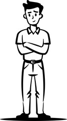 Man with Telescope Celestial Exploration in Vector Art