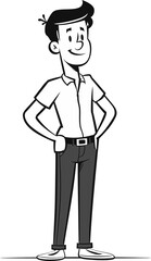 Man and City Urban Landscape in Vector Illustration