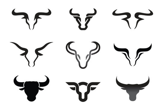 creative buffalo cow ox bull head collection vector design inspiration