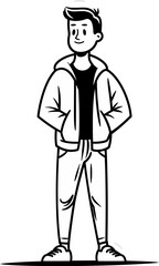 Man and Train Railway Journey in Vector Graphics