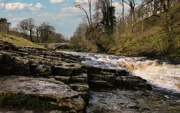 Stainforth Waterfall Yorkshire Dalesw. At Stainforth Force, just west of Stainforth village, the River Ribble tumbles over a series of cascades.
 