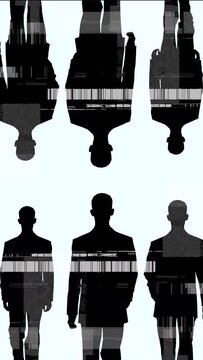 patterns of businessmen walking in vertical