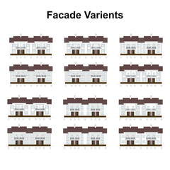 Vector architectural project of a multistory building facade varients