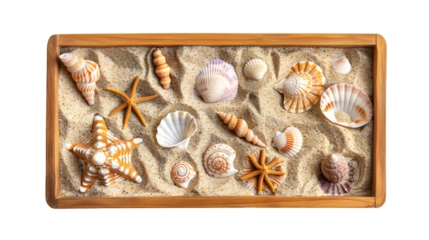 A beautiful seascape sand tray art on an isolated background