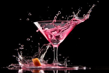 Elegant Splash of Pink Martini: Vibrant Celebration in Glass - Generative AI