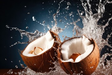 Energetic Splash: Almonds and Coconut in a Burst of Purity - Generative AI