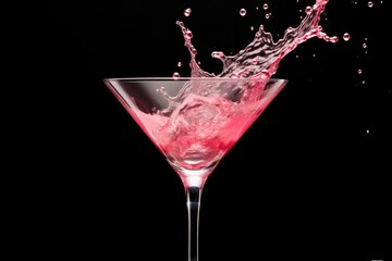 Elegant Splash of Pink Martini: Vibrant Celebration in Glass - Generative AI