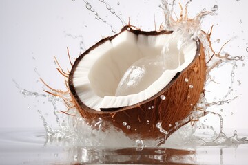 Dynamic Splash of Freshness: Coconut Water Bursting into Life - Generative AI
