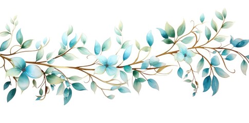 Serenity in Watercolor: Ethereal Blue Branches Embracing Light - Generative AI