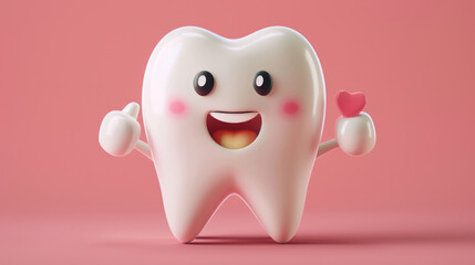 A molar tooth cute cartoon character, for kids, children dental clinic poster
