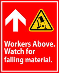 Danger Sign, Workers Above Falling Material